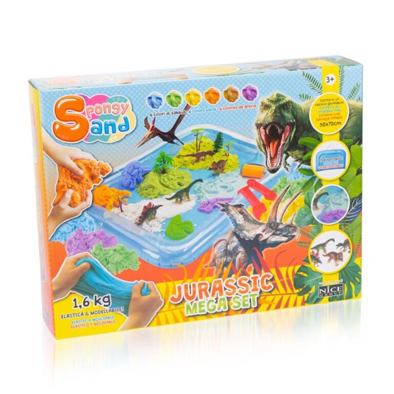 Spongy Sand Dinosauri Nice Group - Kit Sabbia Magica Colorata Con Stampini Fossili E Dinosauri Per Bambini 3+ - 4